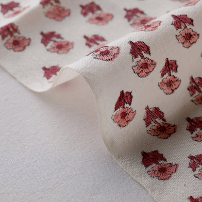White - Tiny Bootis Sanganeri Block Printing Handwoven Kutch Woolen Fabric