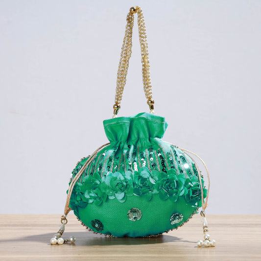 Kutch Handcrafted Beadwork Silk Potli Hand Bag