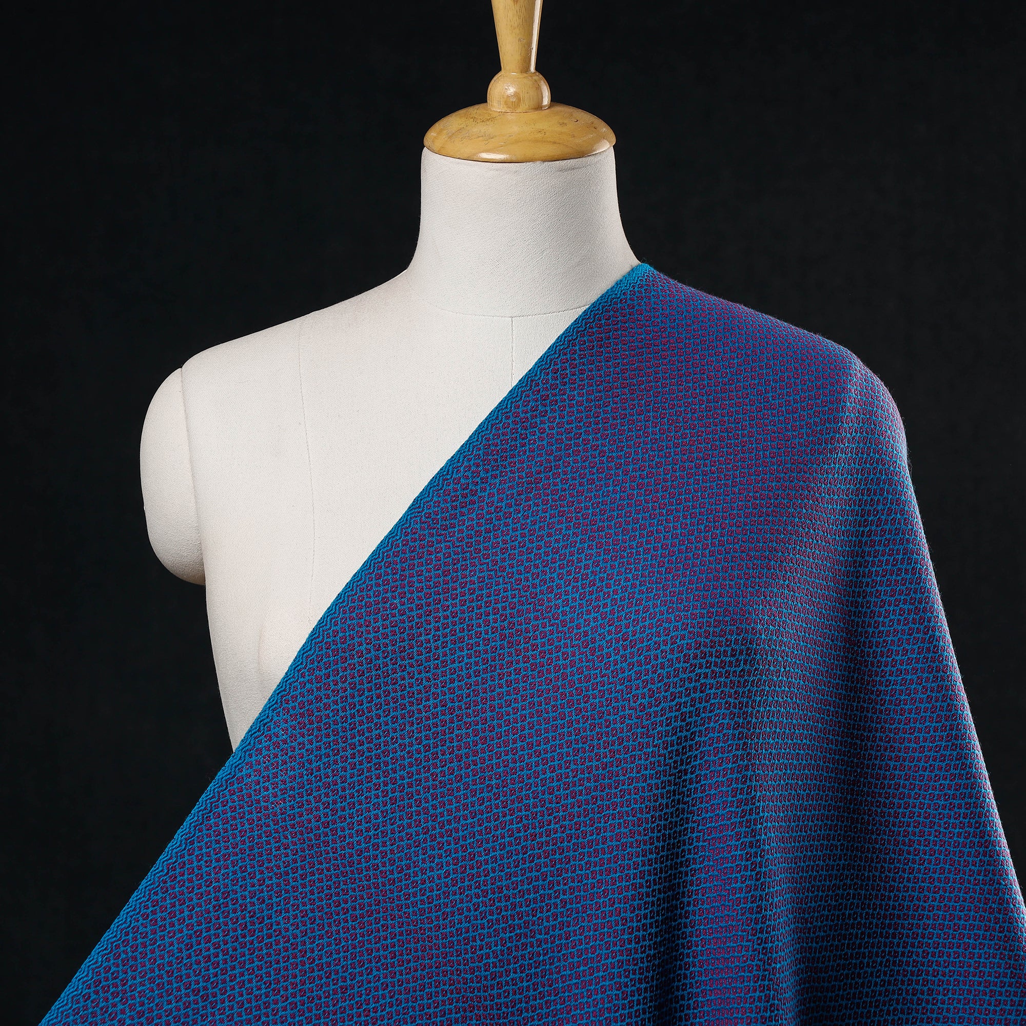 Blue - Kumaun Handwoven Pure Merino Woolen Fabric