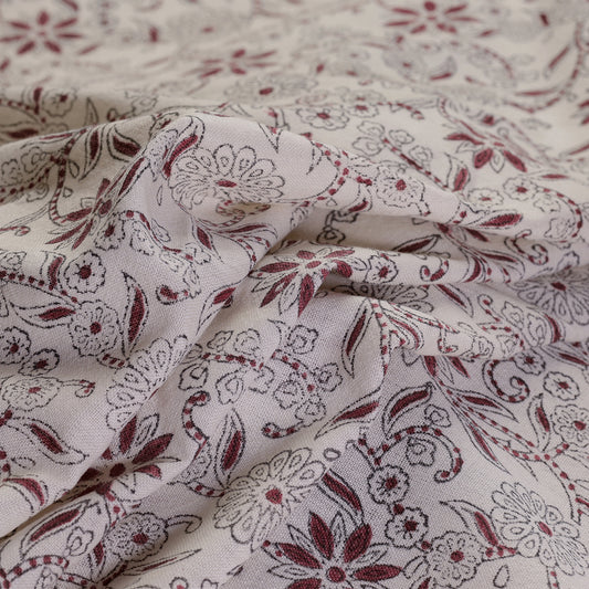 White Sanganeri Block Printing Handwoven Kutch Woolen Fabric
