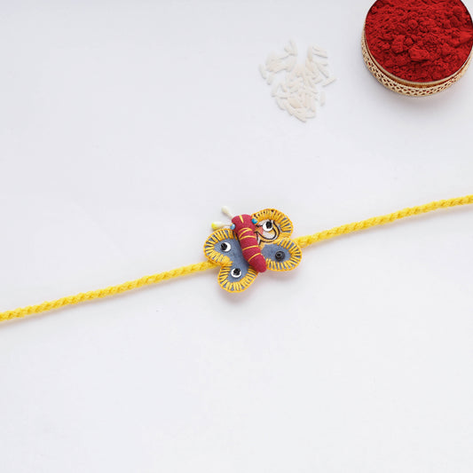 Butterfly - Upcycled Thread & Beadwork Kids Rakhi by Jan Sandesh