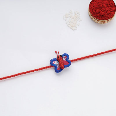 Butterfly - Upcycled Thread & Beadwork Kids Rakhi by Jan Sandesh