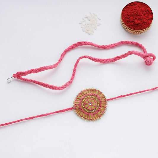 Beads & Thread Embroidered Reusable Rakhi by Neeli Titlee