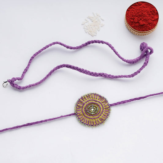 Beads & Thread Embroidered Reusable Rakhi by Neeli Titlee