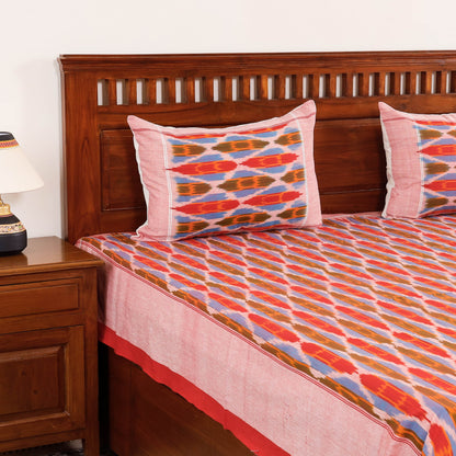 Multicolor - Pochampally Ikat Weave Cotton Double Bedcover with Pillow Covers (106 x 88 in)