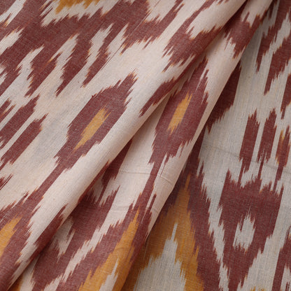 Brown Large Patterns Pochampally Central Asian Ikat Cotton Handloom Fabric
