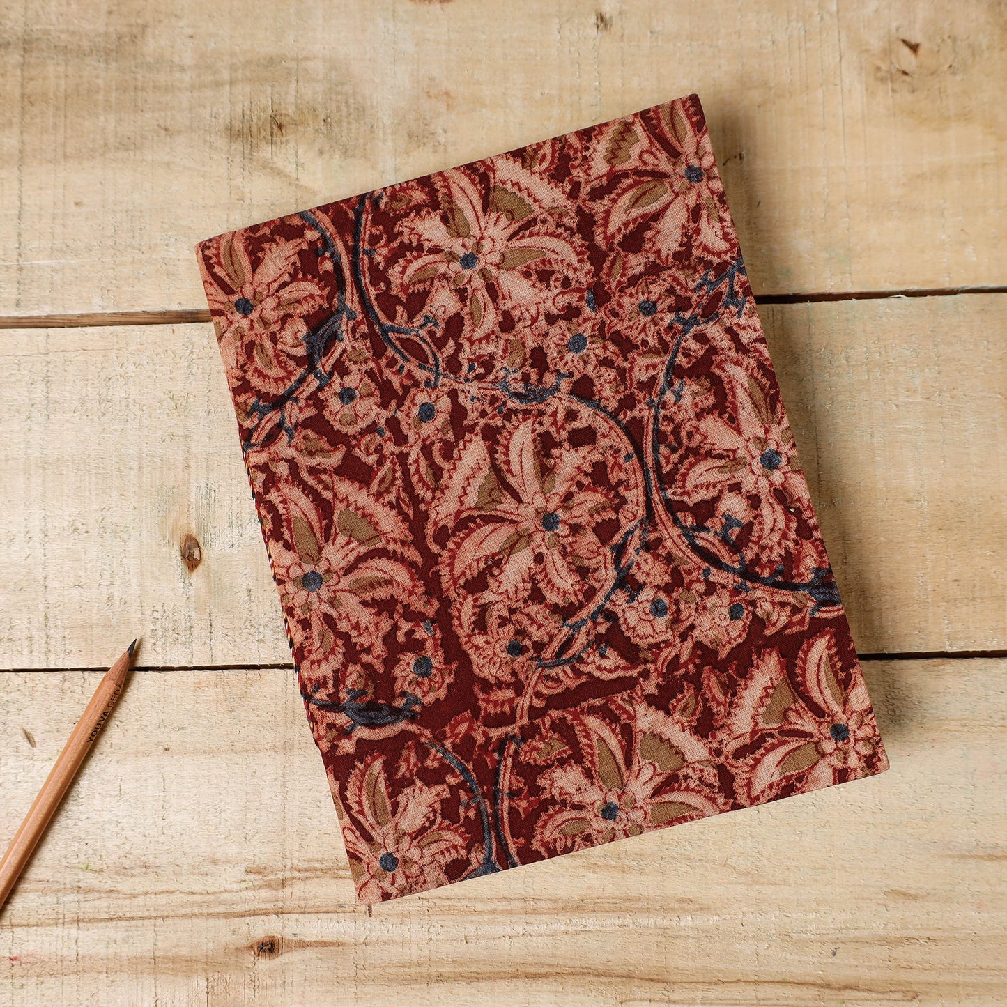 Kalamkari Fabric Cover Handmade Paper Notebook (9 x 7 in)