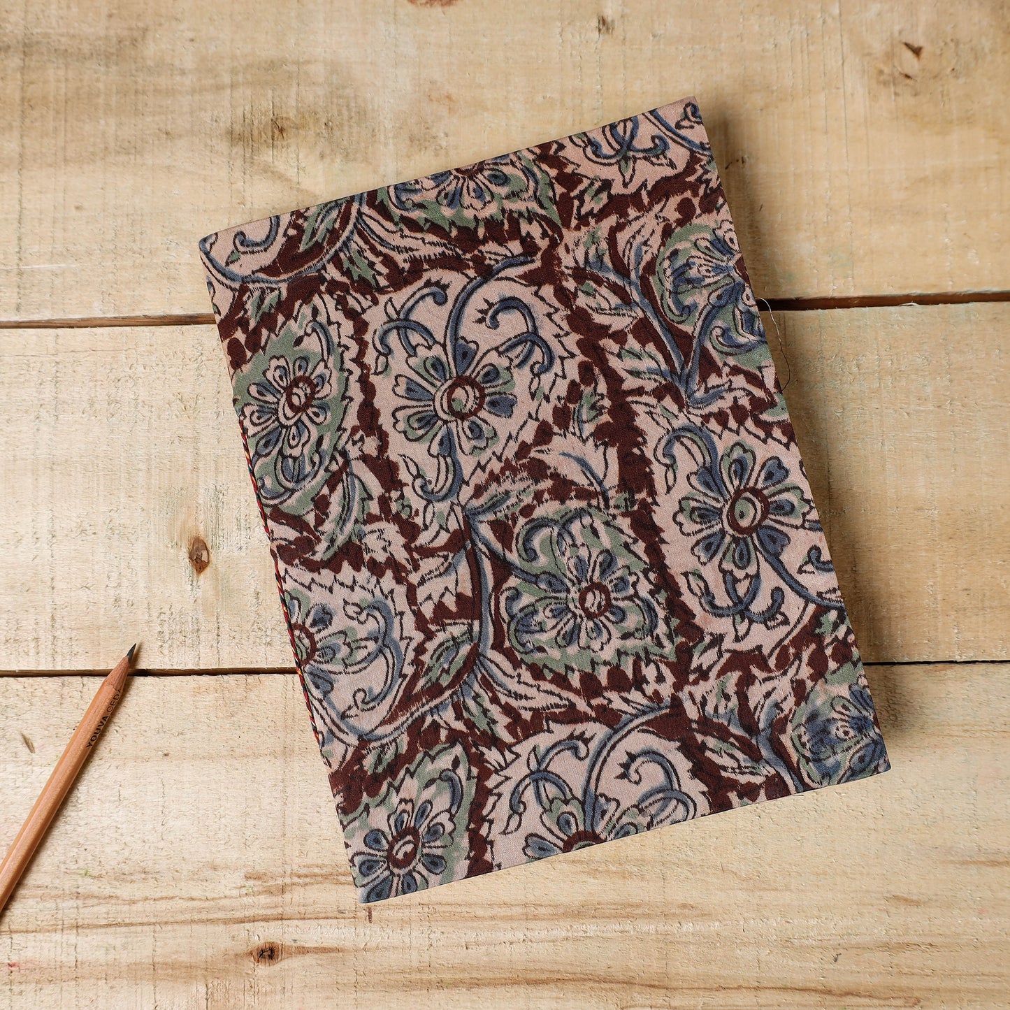 Kalamkari Fabric Cover Handmade Paper Notebook (9 x 7 in)