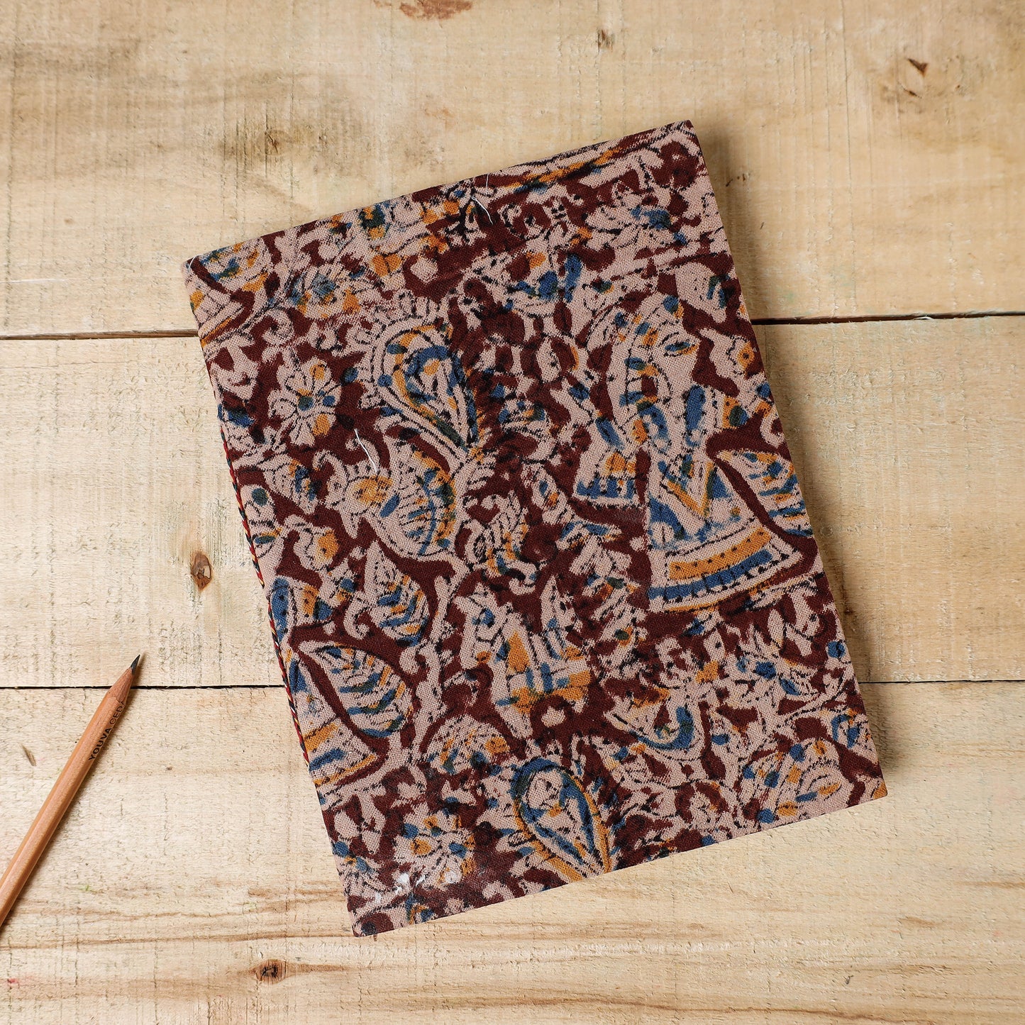 Kalamkari Fabric Cover Handmade Paper Notebook (9 x 7 in)