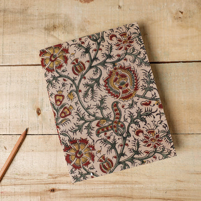 Kalamkari Fabric Cover Handmade Paper Notebook (9 x 7 in)