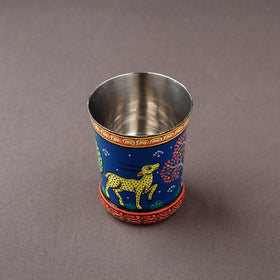 Odisha Pattachitra Blue Handpainted Stainless Steel Glass 