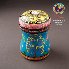Blue Bengal Patua Handpainted Stainless Steel Canister 