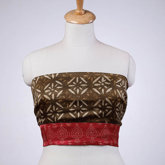 Brown - Rangoli Kutch Block Printing Modal Silk Blouse Piece