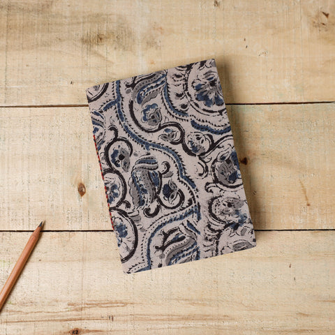 Beige - Kalamkari Fabric Cover Handmade Paper Notebook (7 x 5 in)