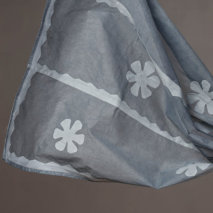 Grey - 3pc Barmer Applique Cutwork Cotton Suit Material Set