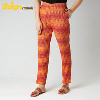 Multicolor - Pochampally Ikat Cotton Tapered Casual Pant for Women