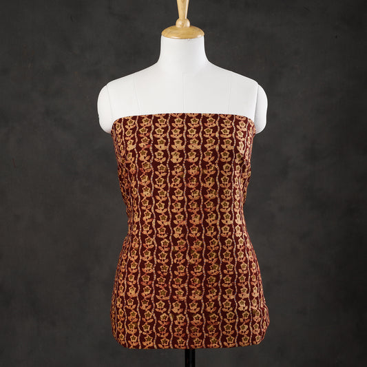Brown - Hand Batik Printed Cotton Tagai Work Kurta Material