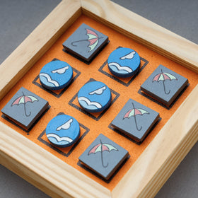  Miniature Handpainted Pine Wood Magnetic Tic Tac Toe 