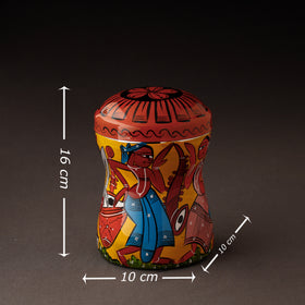 Multicolor Bengal Patua Handpainted Stainless Steel Multi Utility Canister