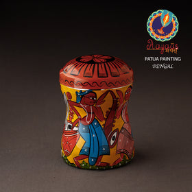 Multicolor Bengal Patua Handpainted Stainless Steel Multi Utility Canister