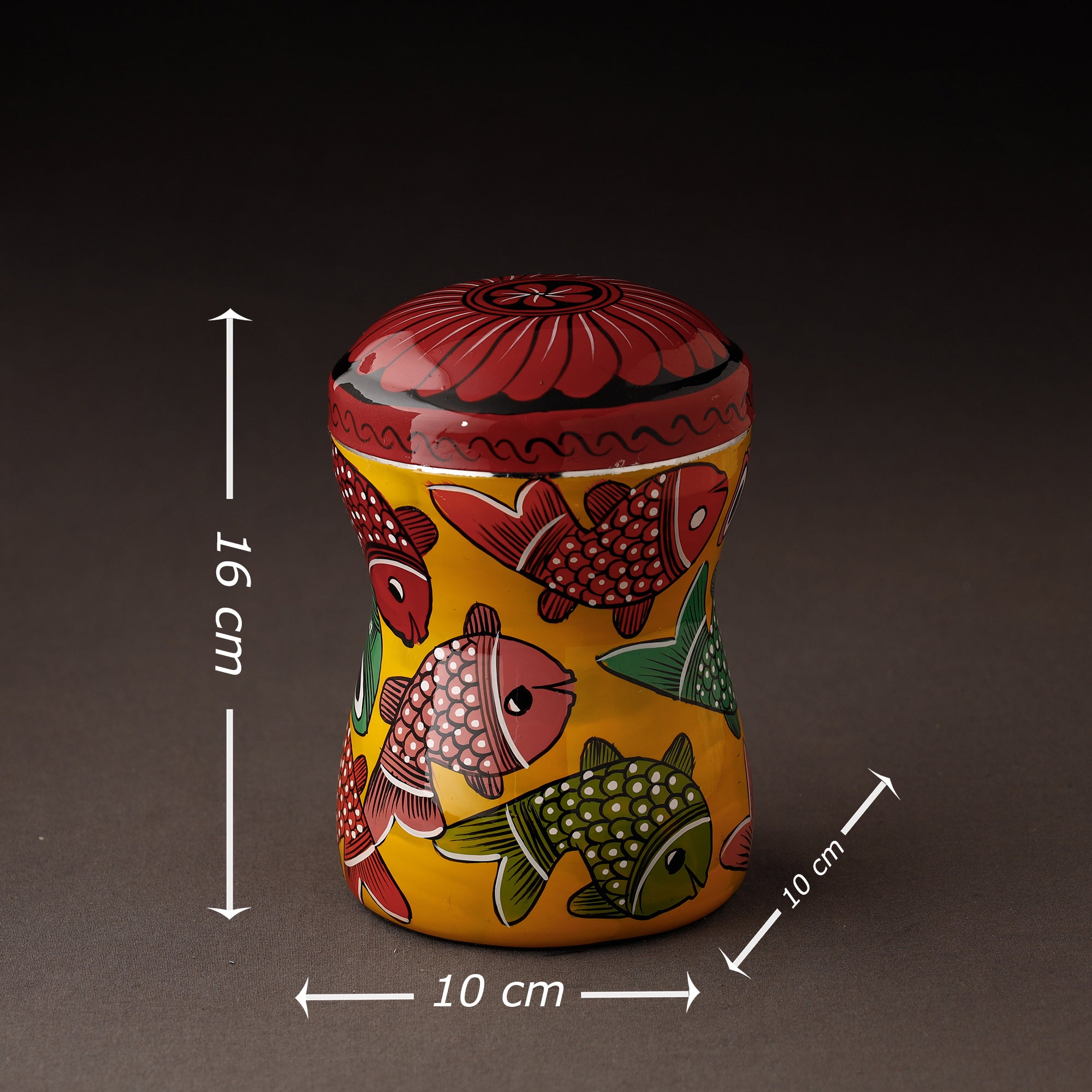 Orange Bengal Patua Handpainted Stainless Steel Multi Utility Canister
