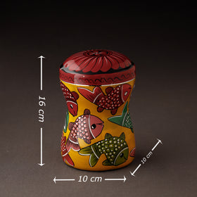 Orange Bengal Patua Handpainted Stainless Steel Multi Utility Canister