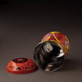 Multicolor Bengal Patua Handpainted Stainless Steel Multi Utility Canister