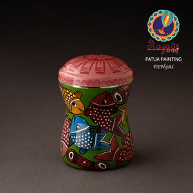 Multicolor Bengal Patua Handpainted Stainless Steel Multi Utility Canister