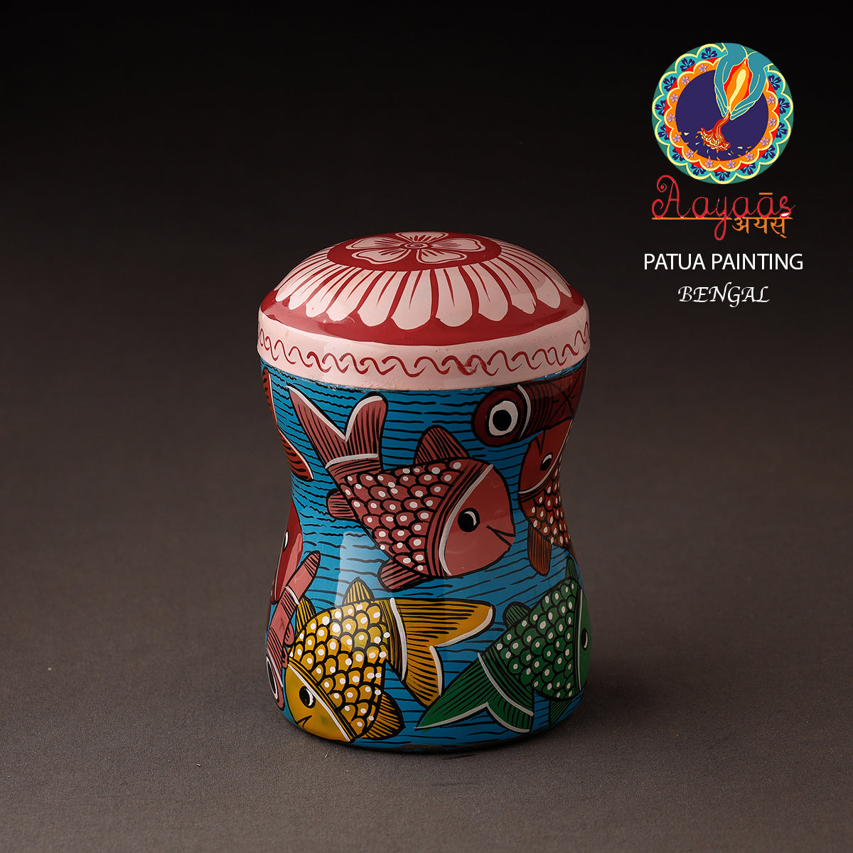 Blue Bengal Patua Handpainted Stainless Steel Multi Utility Canister