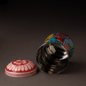 Blue Bengal Patua Handpainted Stainless Steel Multi Utility Canister