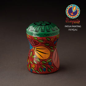 Red Bengal Patua Handpainted Stainless Steel Multi Utility Canister