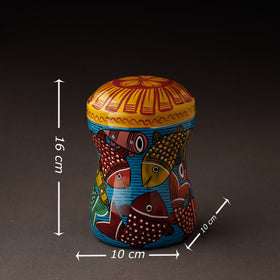 Blue Bengal Patua Handpainted Stainless Steel Multi Utility Canister