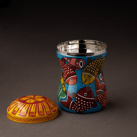 Blue Bengal Patua Handpainted Stainless Steel Multi Utility Canister