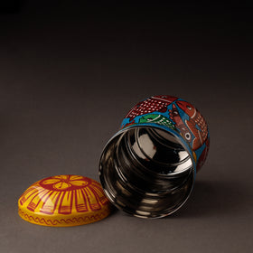 Blue Bengal Patua Handpainted Stainless Steel Multi Utility Canister