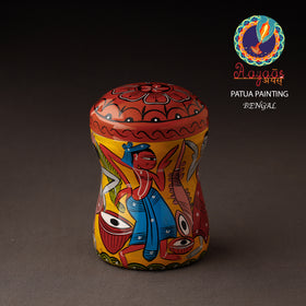 Orange Bengal Patua Handpainted Stainless Steel Multi Utility Canister