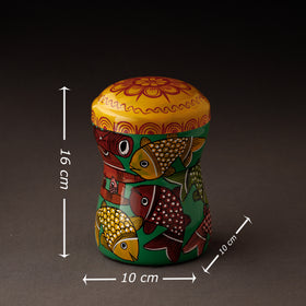 Multicolor Bengal Patua Handpainted Stainless Steel Multi Utility Canister