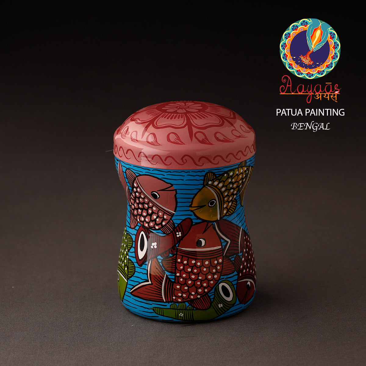 Blue Bengal Patua Handpainted Stainless Steel Multi Utility Canister