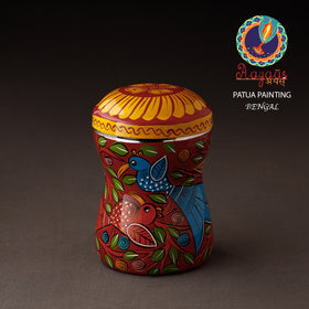 Multicolor Bengal Patua Handpainted Stainless Steel Multi Utility Canister