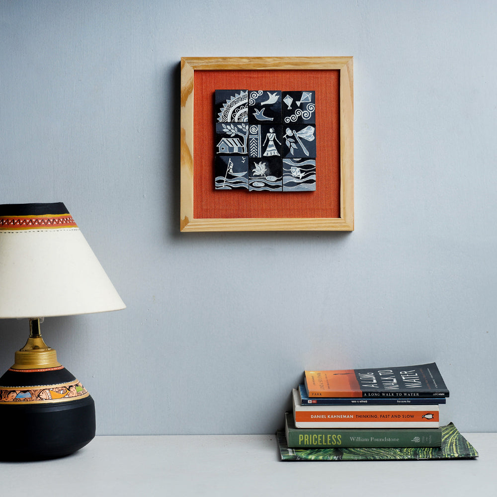  Miniature Handpainted Pine Wood Magnetic 9 Blocks Painting 