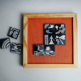  Miniature Handpainted Pine Wood Magnetic 9 Blocks Painting 