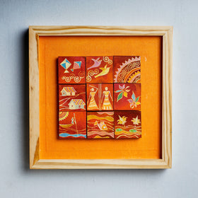  Miniature Handpainted Pine Wood Magnetic 9 Blocks Painting 