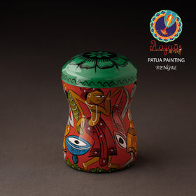 Red Bengal Patua Handpainted Stainless Steel Multi Utility Canister