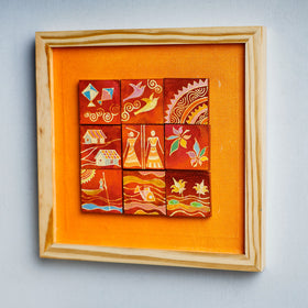  Miniature Handpainted Pine Wood Magnetic 9 Blocks Painting 