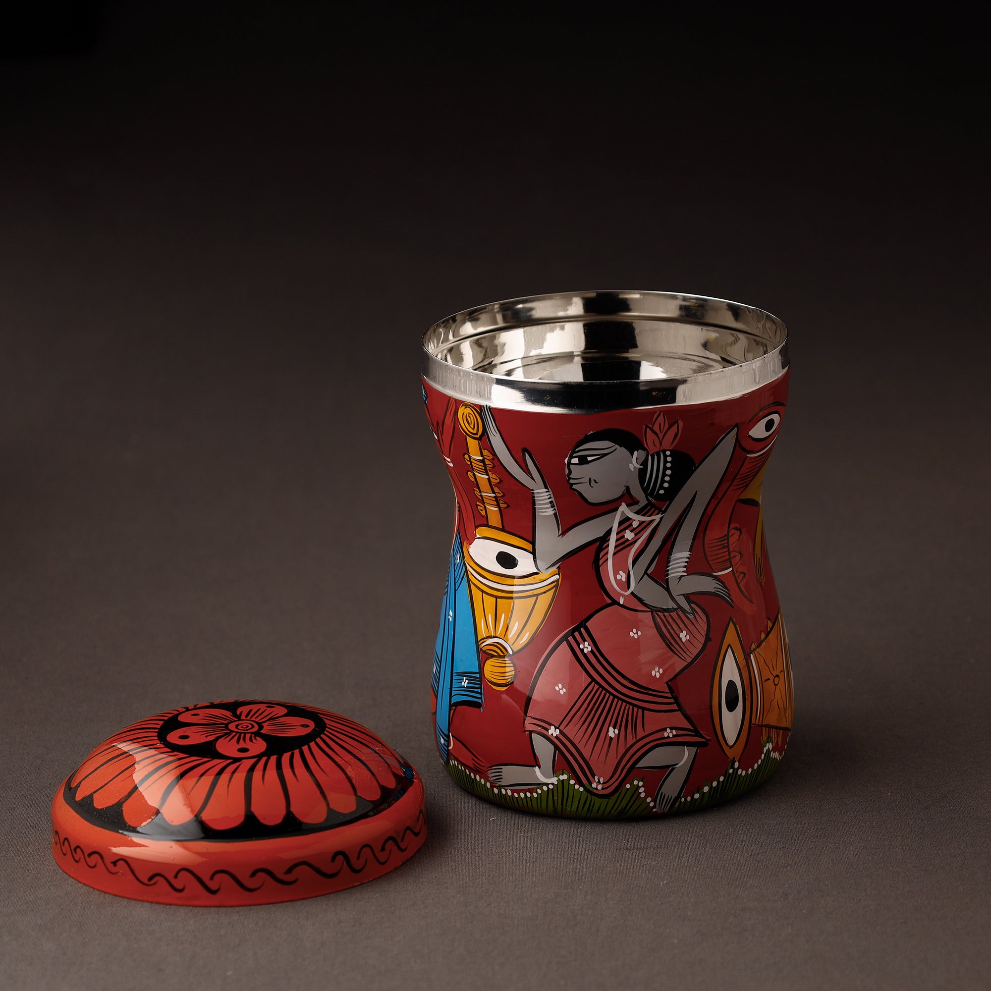  Bengal Patua Handpainted Stainless Steel Multi Utility Canister 