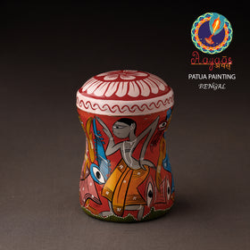Red Bengal Patua Handpainted Stainless Steel Multi Utility Canister