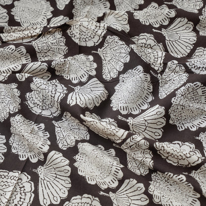 Brown - Bagru Block Printed Natural Dyed Cotton Fabric