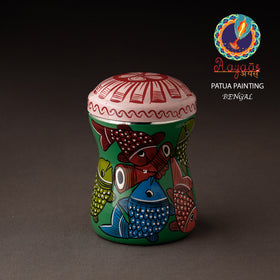 Green Bengal Patua Handpainted Stainless Steel Multi Utility Canister