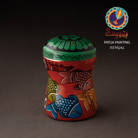 Multicolor Bengal Patua Handpainted Stainless Steel Multi Utility Canister