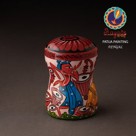 Multicolor Bengal Patua Handpainted Stainless Steel Multi Utility Canister