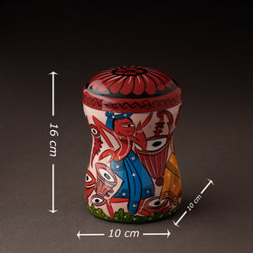 Multicolor Bengal Patua Handpainted Stainless Steel Multi Utility Canister